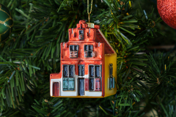 Straatje van Vermeer kerstbal - Delft